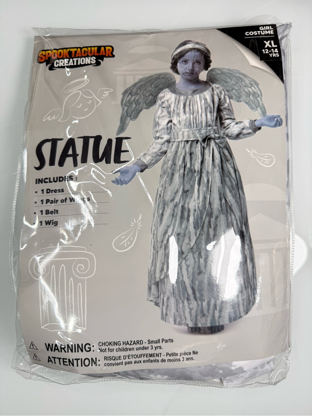 Spooktacular Creations Girls Statue Angel Costume XL 12-14 NEW